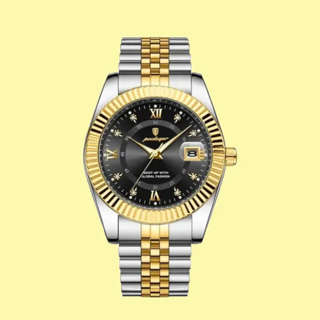 Poedagar 910B Black Dial Two-tone Couple Watch